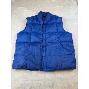 Lands' End Goose Down Puffer Vest Blue XL 46-48 Sleeveless Padded Insulated Coat